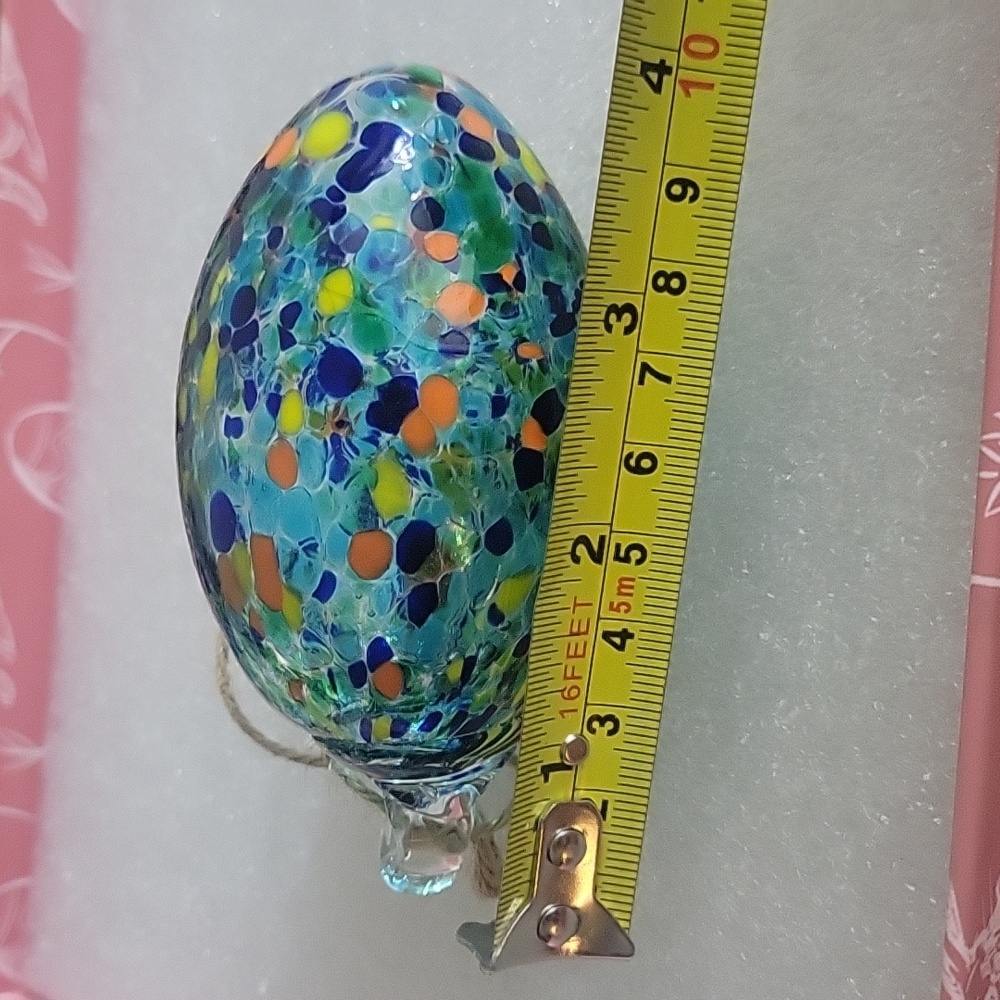 ☆NIB (6) Hand-blown Glass Egg Shape Ornaments Art Speckled & Swirled Patterns - Picture 15 of 16